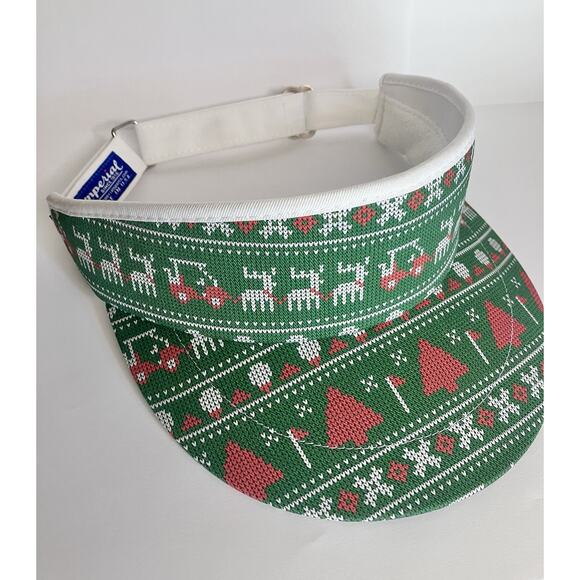 Christmas Imperial Tour Golf Visor Holiday Tree Green Vintage Velcro Hat USA - Picture 2 of 6
